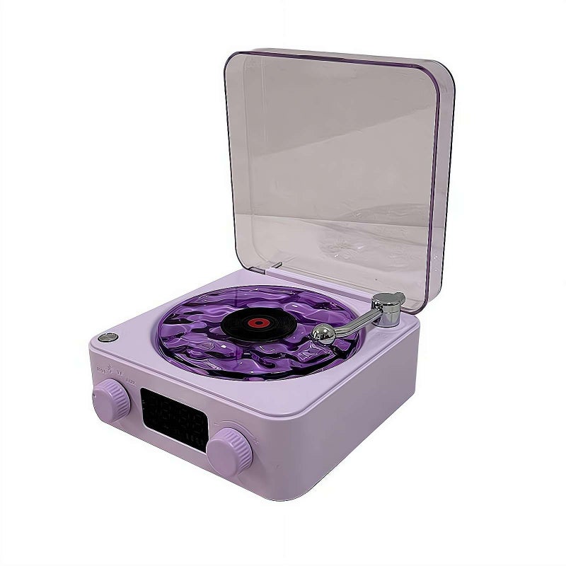 Waves Vinyl Bluetooth Speaker,Vintage Record Model Players with Adjustable Ambient Lights,Rechargeable Music Player with 4 Modes,Small Record Player for Bedroom Office,Christmas Birthday Gifts - Image 1